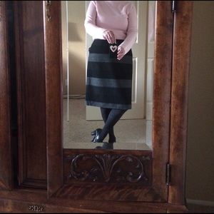 Gray and black striped skirt